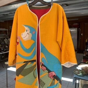 Playful Orange Monkey Print Women's Jacket